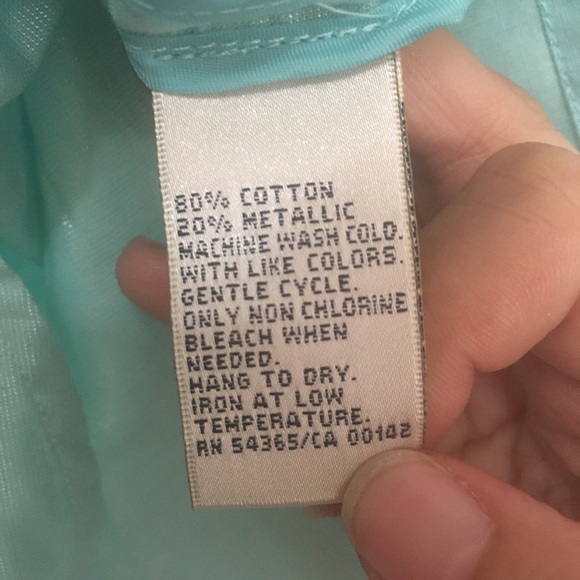 Aqua blue button front blouse from Allison Daley in 14P size - Picture 7 of 7